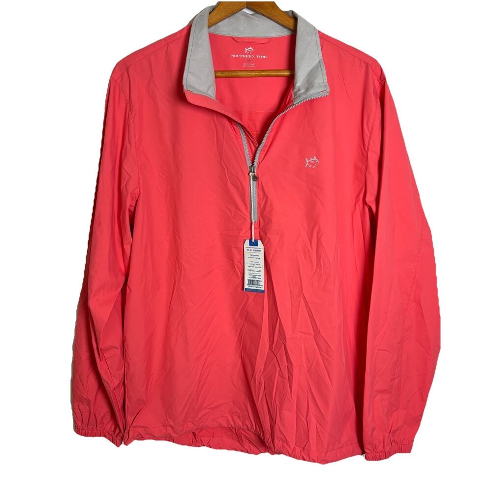 NWT Southern Tide T3 Men's Coral Lightweight Packable 1/4 Zip Jacket